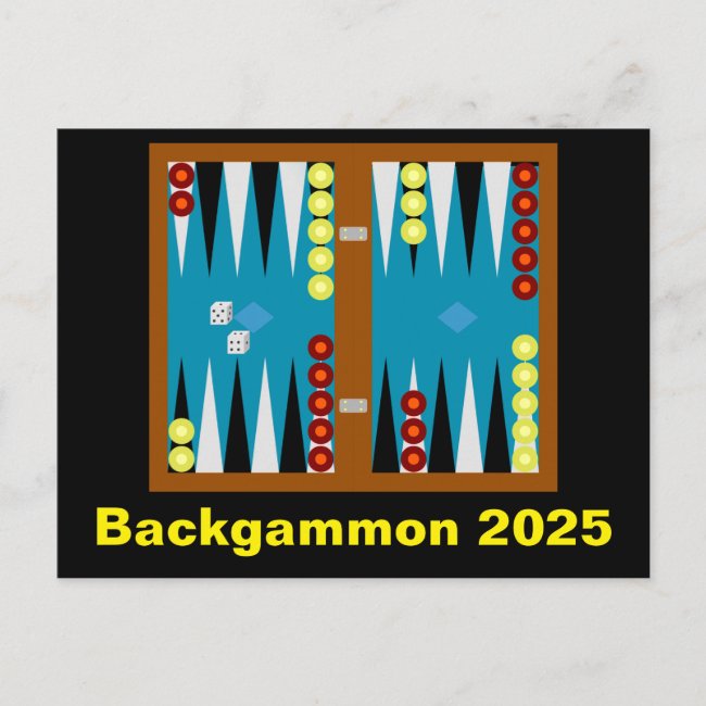 Backgammon with 2025 Calendar on Back Postcard