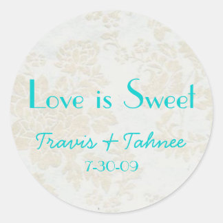 background1, Travis & Tahnee, 7-30-09, Love is ... Classic Round Sticker