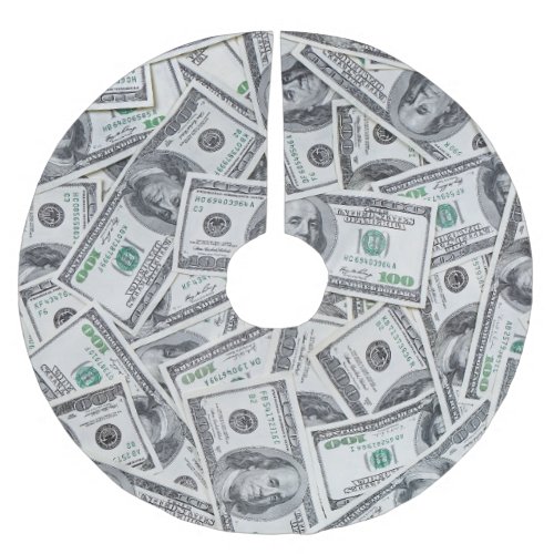 Background 100 Dollar Bills Brushed Polyester Tree Skirt