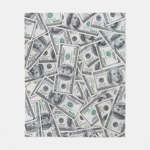 Background 100 Dollar Bills Fleece Blanket