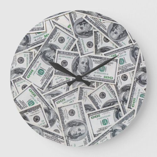 Background 100 Dollar Bills Large Clock