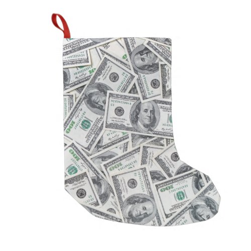 Background 100 Dollar Bills Small Christmas Stocking