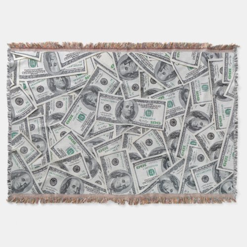 Background 100 Dollar Bills Throw Blanket
