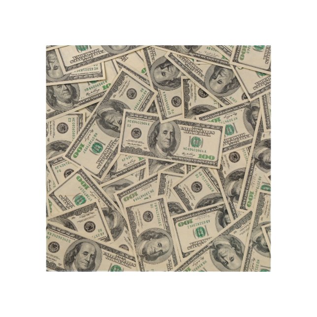 Background 100 Dollar Bills. Wood Wall Art (Front)