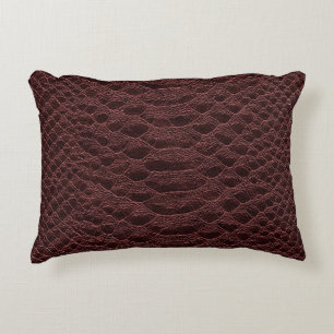 background - brown reptile leather texture - Croco Accent Pillow