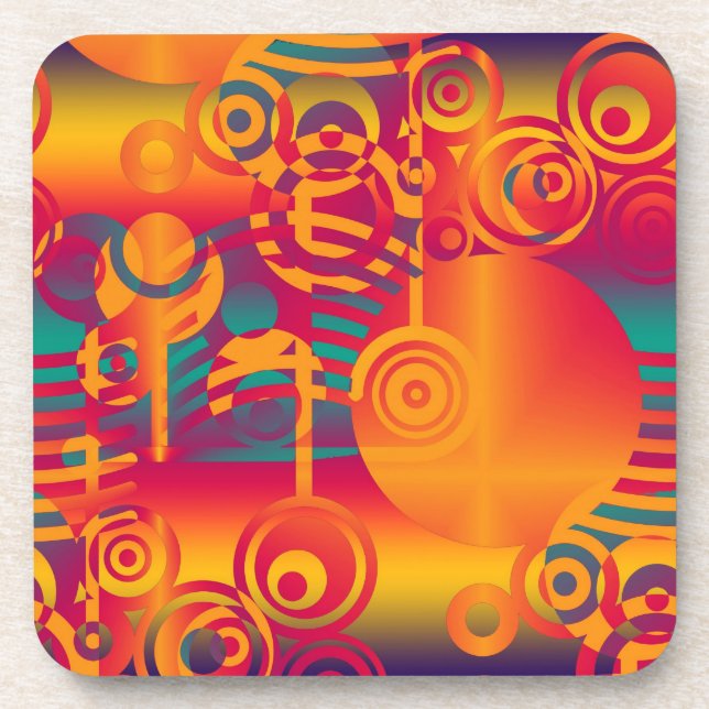 Background Composing - Modern Colorful Circle Drink Coaster (Front)
