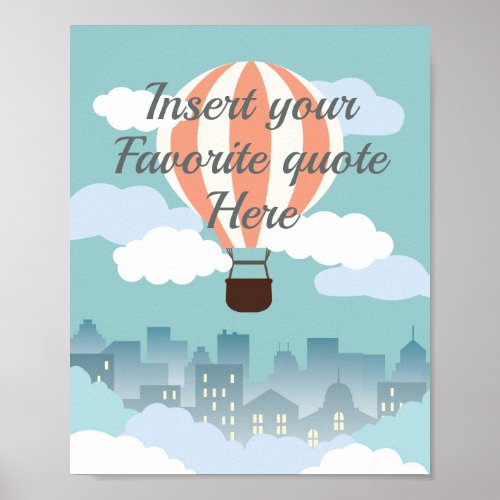 Background for quotes with hot air balloon element poster