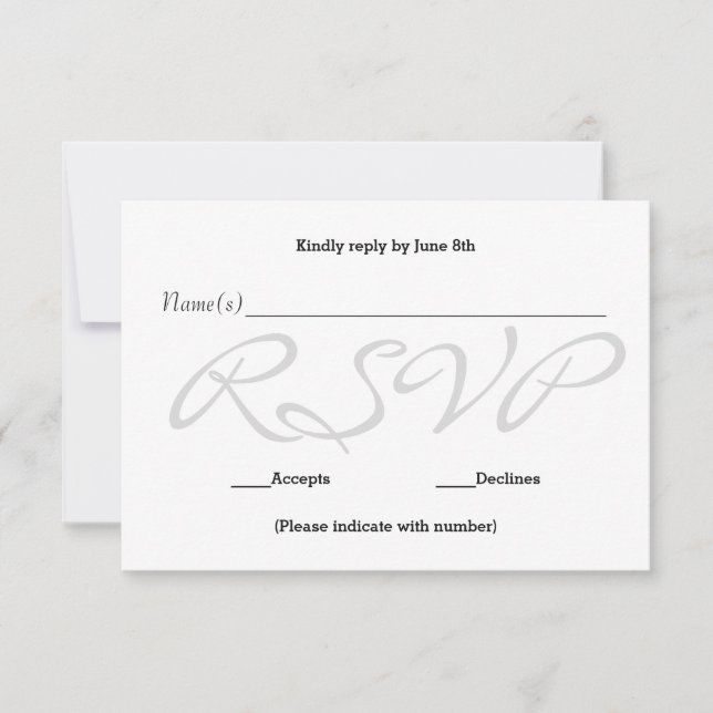 Background Gray - RSVP Reception Response Card (Front)