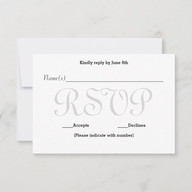 Background Gray Typo- RSVP Reception Response Card (Front)