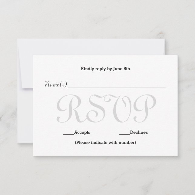 Background Gray Typo- RSVP Reception Response Card (Front)