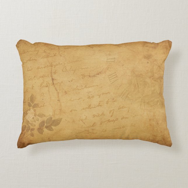 Background image flower writing accent pillow (Front)