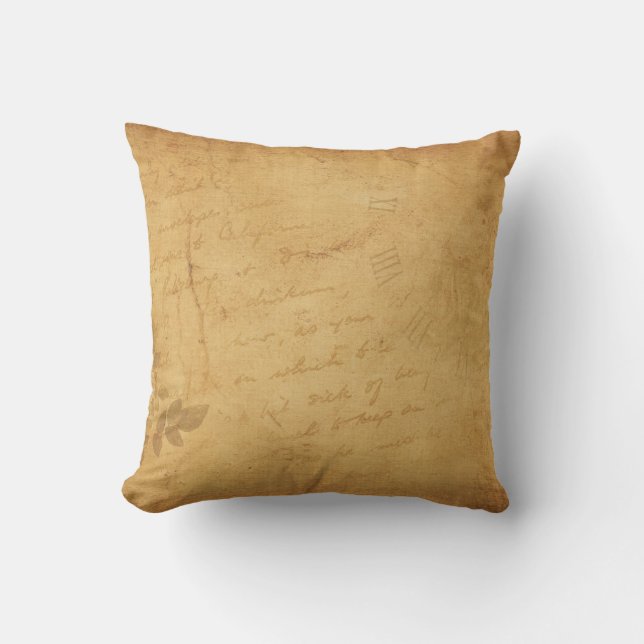 Background image flower writing throw pillow (Front)