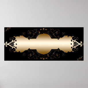 Background image gold frame black poster