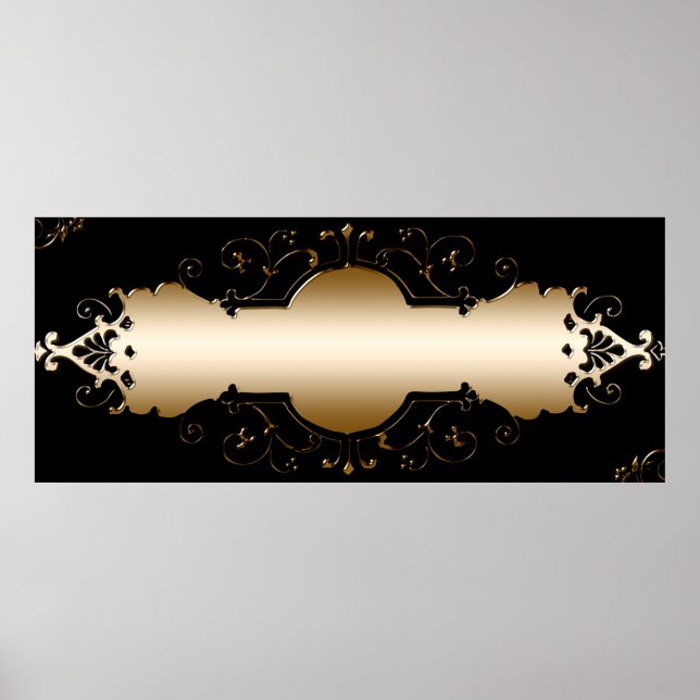 Background image gold frame black poster (Front)
