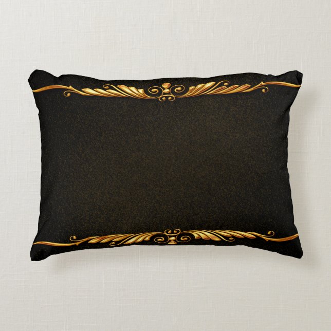 Background image gold frame floral accent pillow (Front)