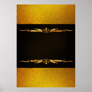 Background image gold frame floral poster