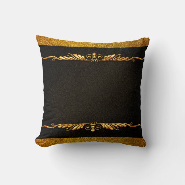Background image gold frame floral throw pillow (Front)