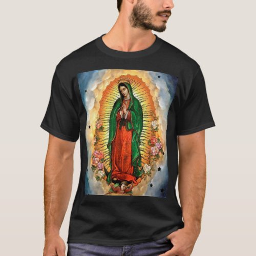 Background image of the virgin of guadalupe3 T_Shirt