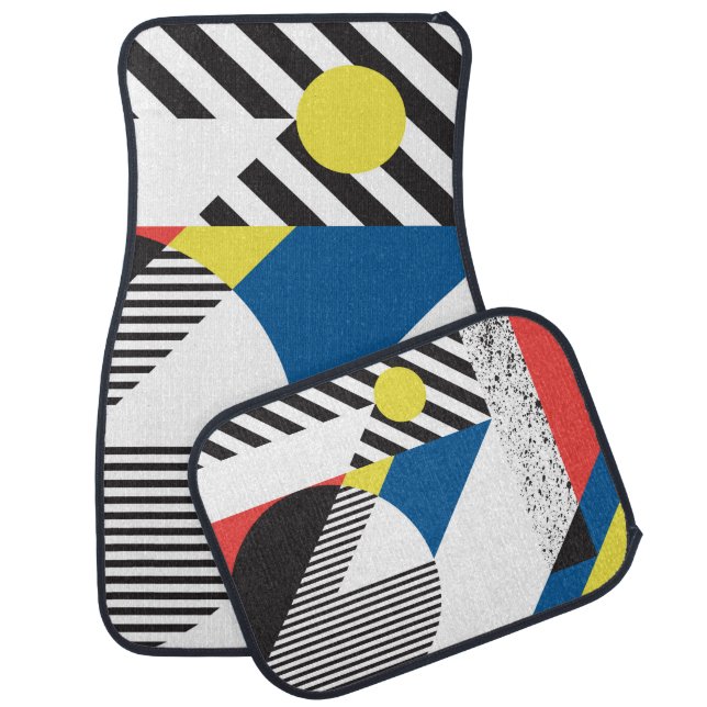 Background in retro modern style car floor mat (Set)