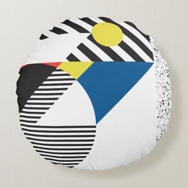 Background in retro modern style round pillow (Front)