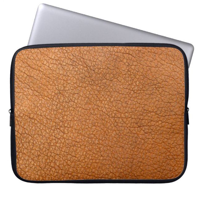 Background leather brown close up laptop sleeve (Front)