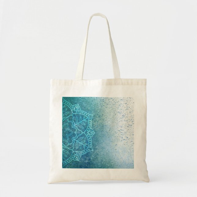 Background Mandala Grunge Pattern Text Green Tote Bag (Front)