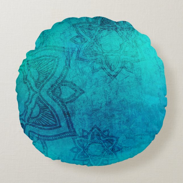 Background mandala grunge texture round pillow (Front)
