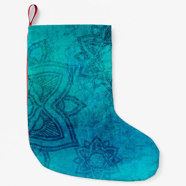 Background mandala grunge texture small christmas stocking (Front)