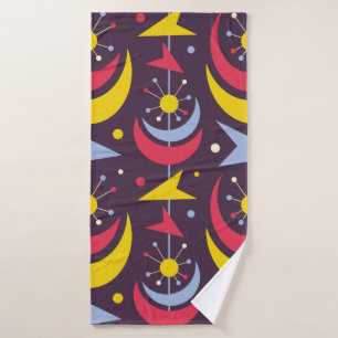 Background mid-century modern vintage art. Abstrac Bath Towel