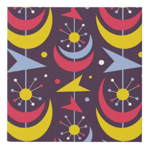 Background mid-century modern vintage art. Abstrac Faux Canvas Print