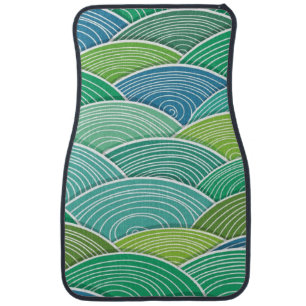 Background of curled abstract green waves car mat