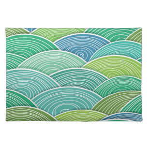 Background of curled abstract green waves cloth placemat