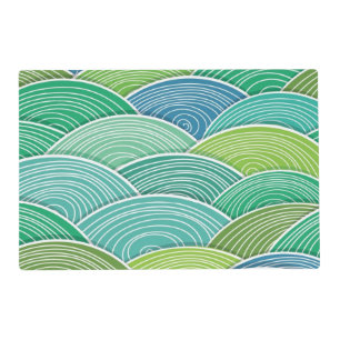 Background of curled abstract green waves placemat