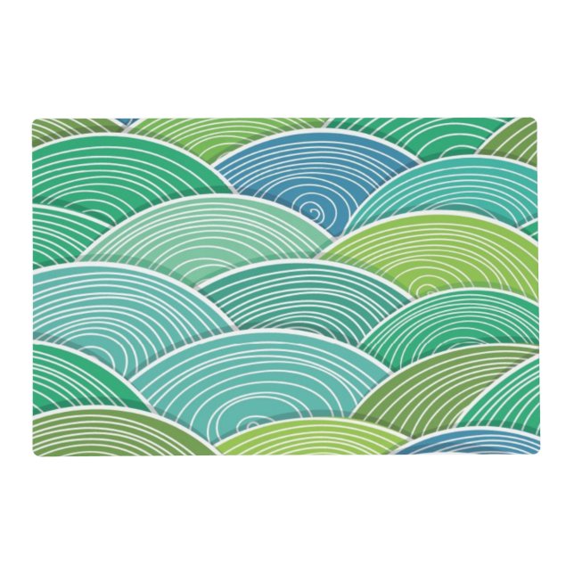 Background of curled abstract green waves placemat (Front)