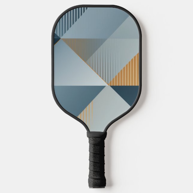 Background of geometric shapes in grays pickleball paddle (Front)