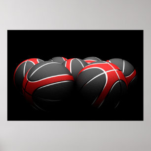 background of modern basketball balls poster