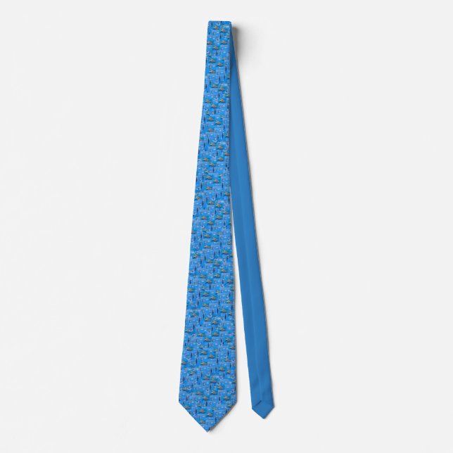 Background of multiple dolphins neck tie (Front)