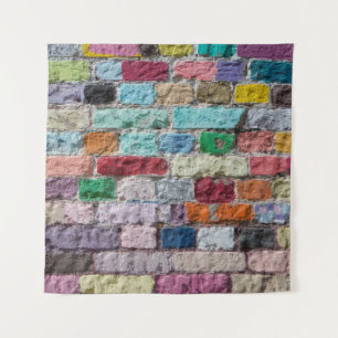 Background of painted color brick wall texture tapestry