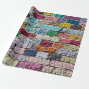 Background of painted color brick wall texture wrapping paper