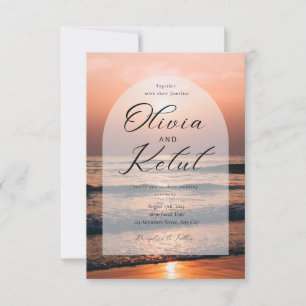 Background of the sea beach with sunset invitation