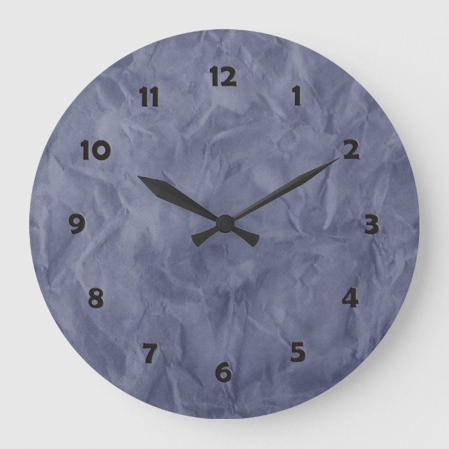 Background PAPER TEXTURE - dirty blue Large Clock (Front)