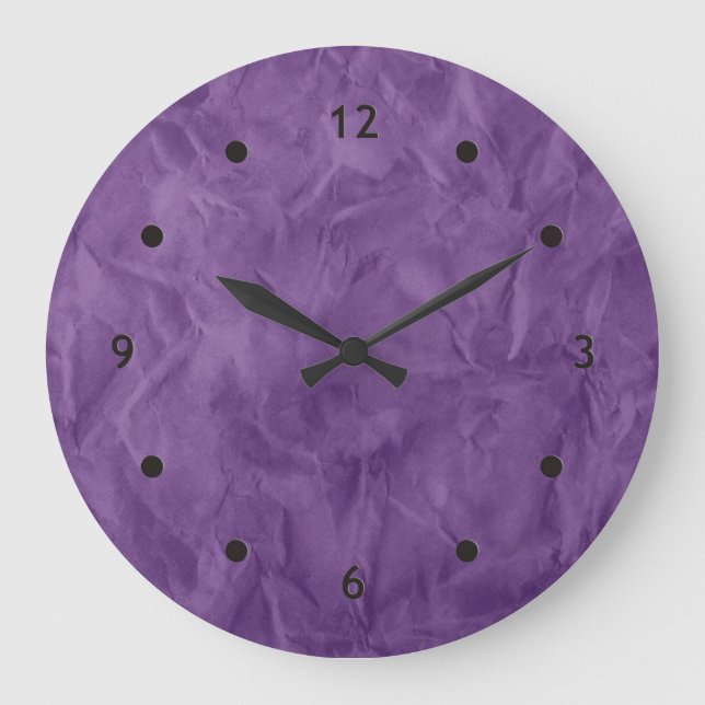 Background PAPER TEXTURE - dirty violet Large Clock (Front)