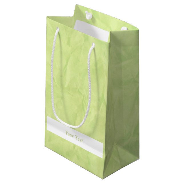 Background PAPER TEXTURE - green + your text Small Gift Bag (Front Angled)