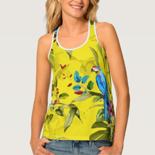 Background Pattern Parrots Humming Tank Top
