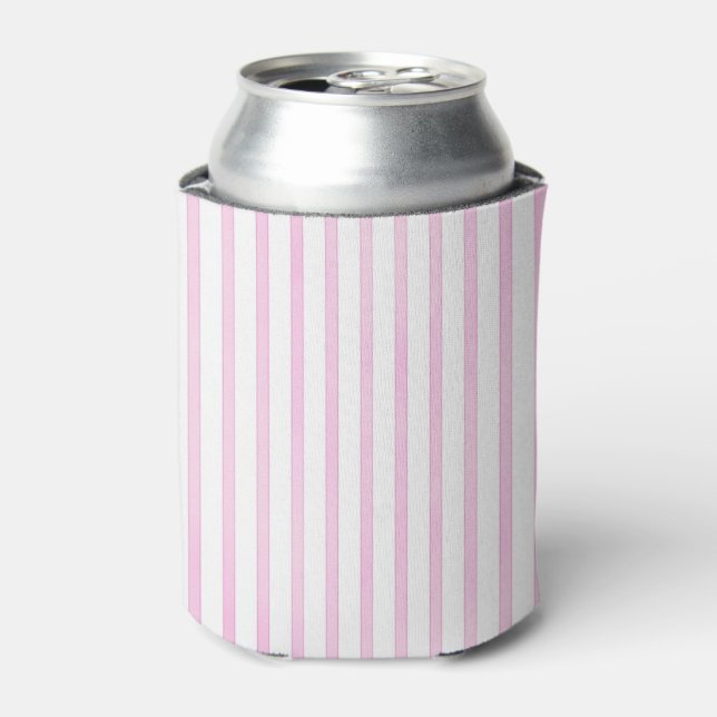 Background Pink Watercolor Stripes Can Cooler (Can Front)