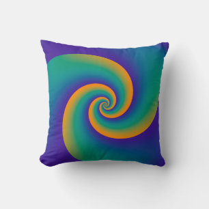Background Power Spiral violet orange petrol Throw Pillow
