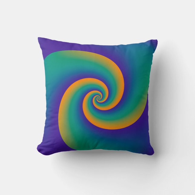 Background Power Spiral violet orange petrol Throw Pillow (Front)