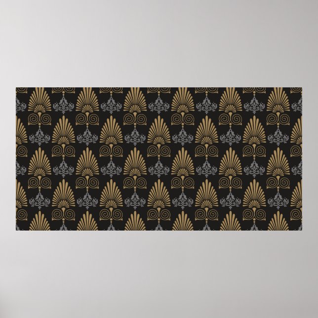 Background seamless pattern in art deco style, wal poster (Front)