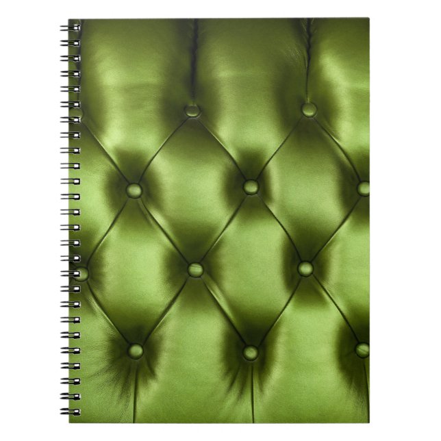Background texture of dark green capitone genuine  notebook (Front)