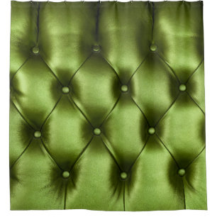 Background texture of dark green capitone genuine shower curtain
